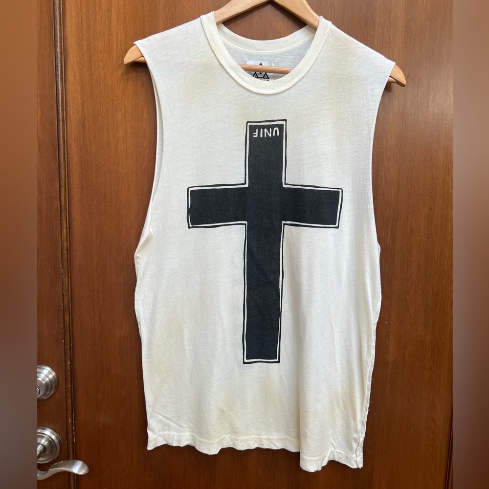 UNIF Worship Cross Off White Muscle Tank